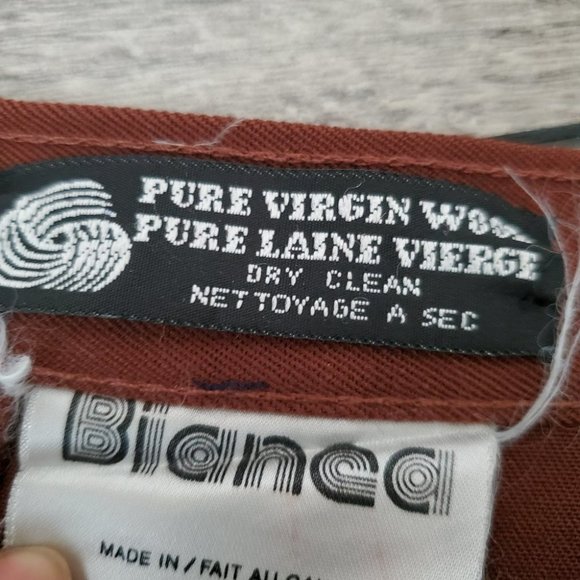 VINTAGE | Brown Academia Midi Pleated High Rise 100% Wool Skirt (Size 8) - Picture 4 of 13